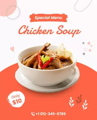 Special Menu Chicken Soup Promotion Flyer Template