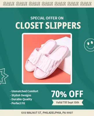Special Offer Closet Slippers Sale Flyer Template