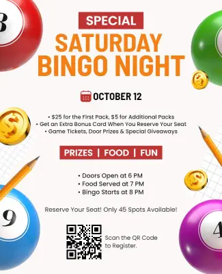 Special Saturday Bingo Night Event Flyer Template