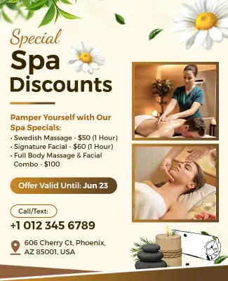 Special Spa Discounts and Treatments Flyer Template