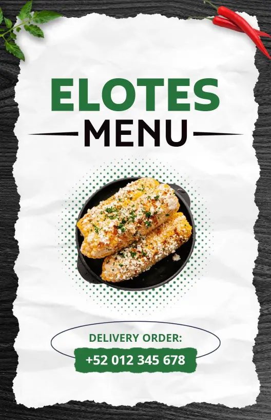 Spicy BBQ Chicken and Southwest Avocado Elotes Menu Template