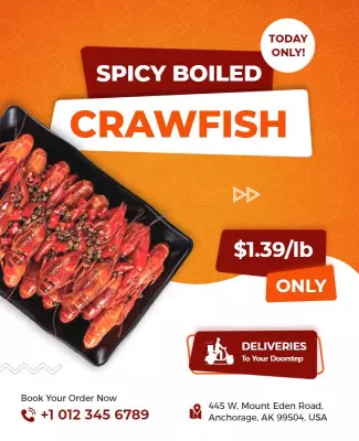 Spicy Boiled Crawfish Special Offer Flyer Template