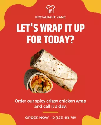 Spicy Chicken Wrap Promotion Flyer Template