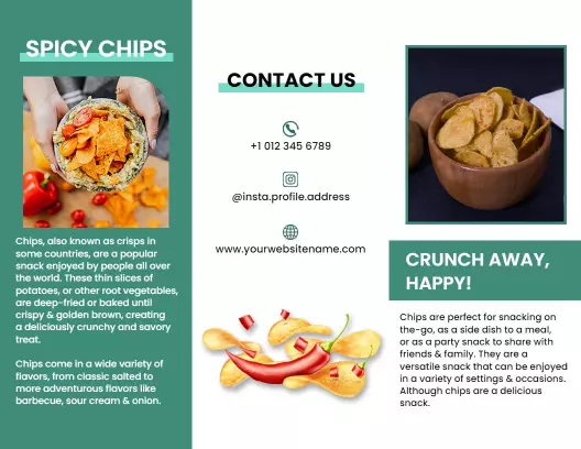 Spicy Chips Snack Menu and Treats Brochure Template