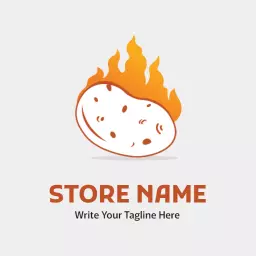 Spicy Flaming Potato Design for Delicious Meals Logo Template