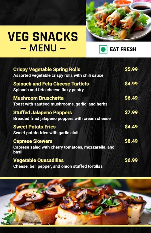 Spicy Jalapeno and Cream Cheese Delights Veg Menu Template