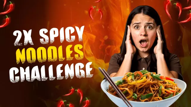 Spicy Noodles Challenge Reaction Food YouTube Thumbnail Template