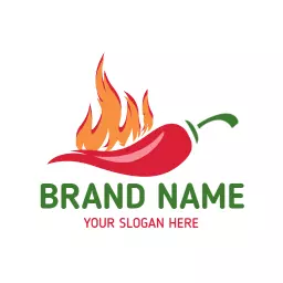 Spicy Red Chili With Flames Embodying Bold Flavors Logo Template