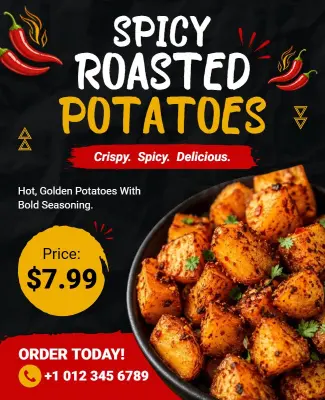 Spicy Roasted Potatoes Promotional Flyer Template