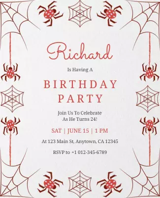 Spider Themed Birthday Party Flyer Template