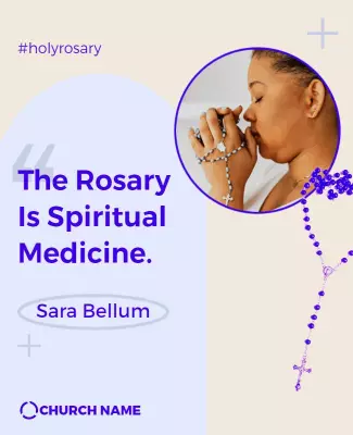 Spiritual Blue Rosary Meditation Quote Poster Template
