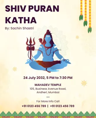 Spiritual Colorful Shiv Puran Katha Invitation Poster Template