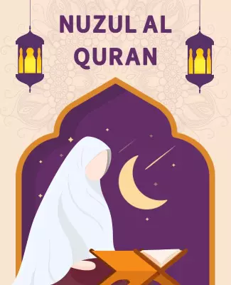 Spiritual Ethereal Nuzul Al Quran Celebration Poster Template