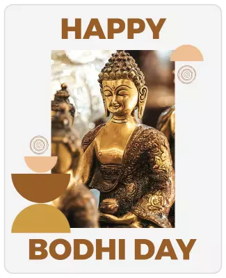 Spiritual Golden Buddha Figure for Bodhi Day Celebration Poster Template
