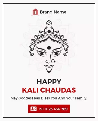 Spiritual Monochrome Kali Chaudas Blessing Poster Template
