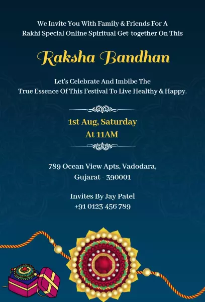 Spiritual Online Celebration Raksha Bandhan Invitation Template