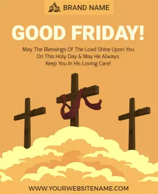 Spiritual Orange Good Friday Blessings Poster Template