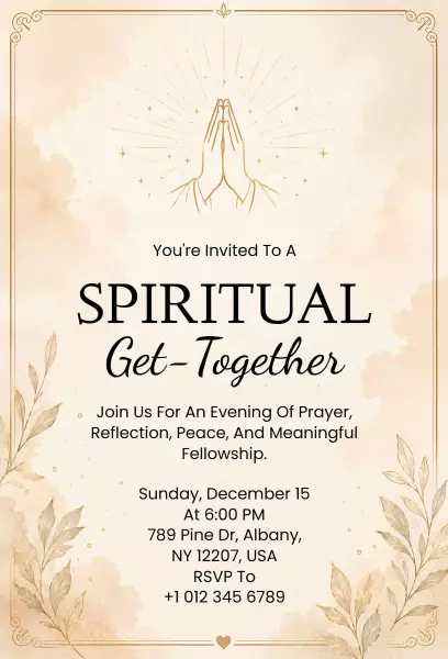 Spiritual Prayer Reflection Fellowship Gathering Invitation Template