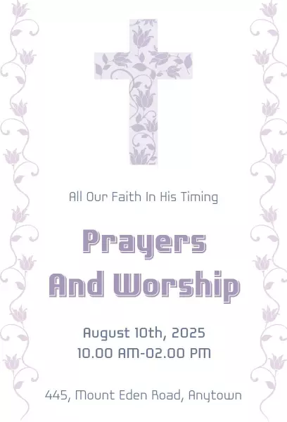 Spiritual Prayers Worship Gathering Church Invitation Template