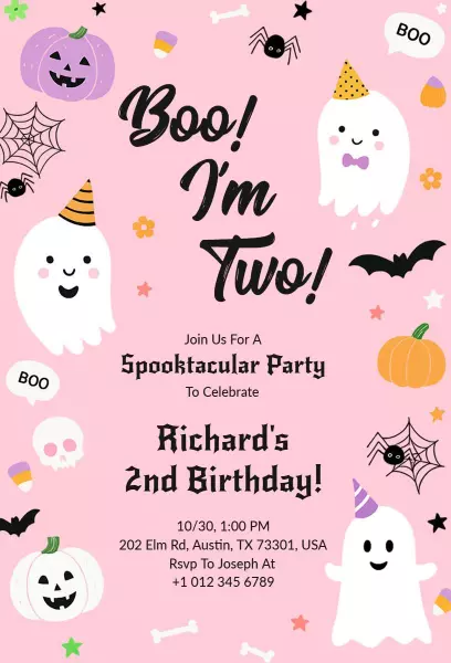 Spooktacular Ghosts Halloween Birthday Celebration Invitation Template