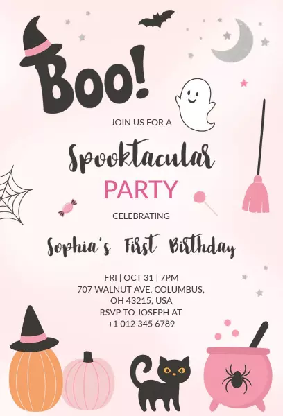Spooktacular Halloween Birthday Bash Invitation Template