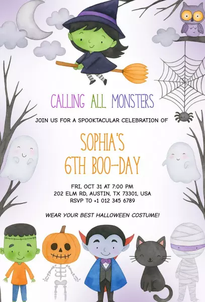 Spooktacular Halloween Birthday Party Celebration Invitation Template