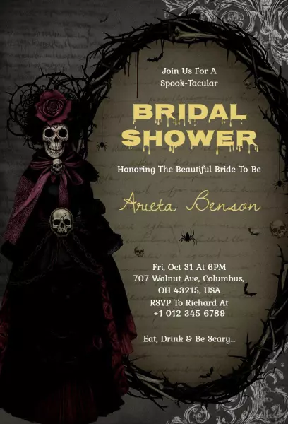 Spooktacular Halloween Bridal Shower Celebration Invitation Template