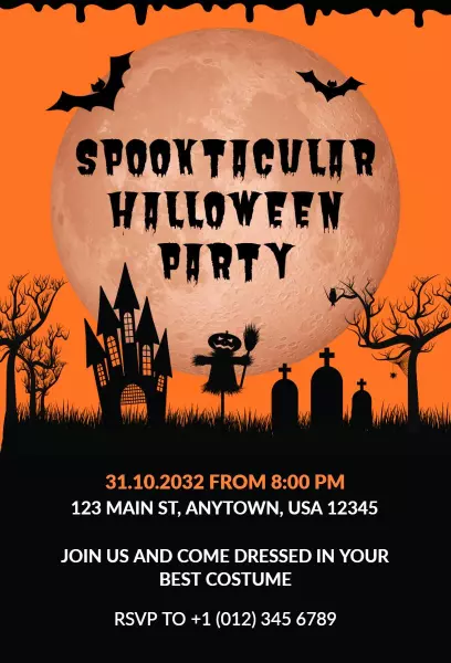Spooktacular Halloween Costume Party Celebration Invitation Template