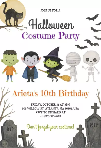 Spooktacular Halloween Costume Party Invitation Template