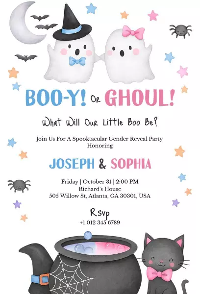 Spooktacular Halloween Gender Reveal Celebration Invitation Template