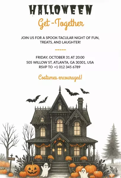Spooktacular Halloween Get-Together Celebration Invitation Template