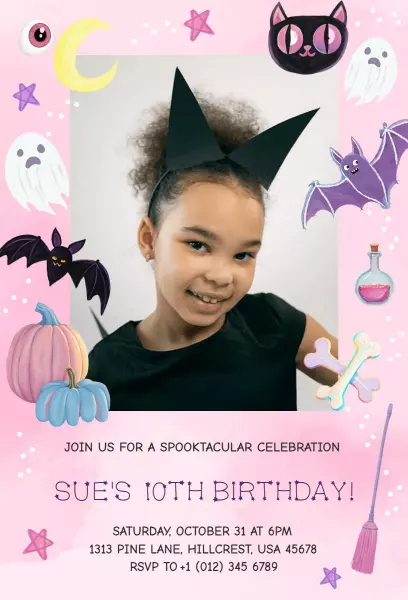 Spooktacular Halloween Themed Birthday Celebration Invitation Template