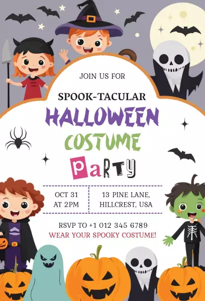 Spooktacular Halloween Themed Costume Party Invitation Template