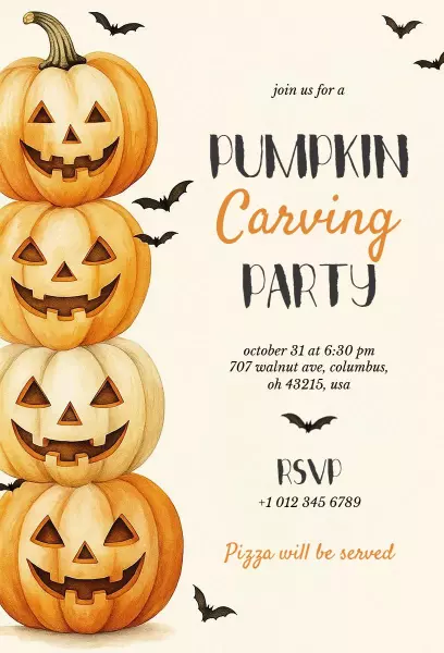 Spooktacular Pumpkin Carving Halloween Party Invitation Template