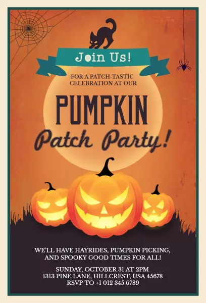 Spooktacular Pumpkin Patch Party Halloween Invitation Template