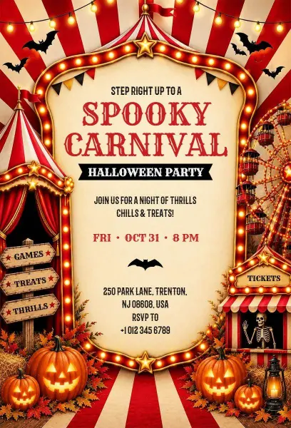 Spooky Carnival Halloween Party Invitation Template