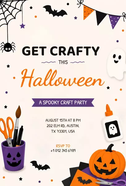 Spooky Craft Party Creative Halloween Celebration Invitation Template