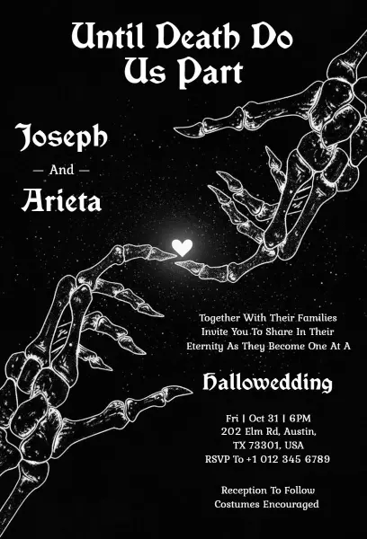 Spooky Gothic Halloween Wedding Celebration Invitation Template