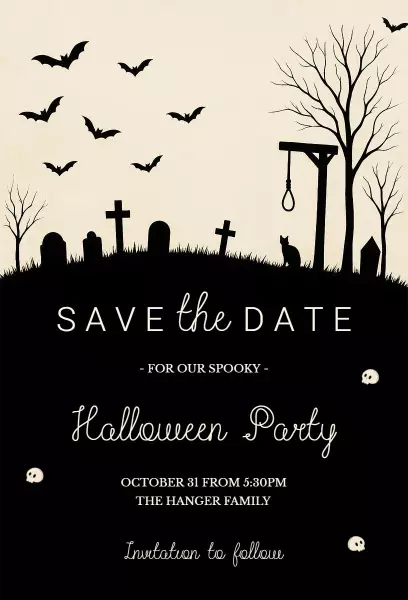 Spooky Graveyard Halloween Party Celebration Invitation Template