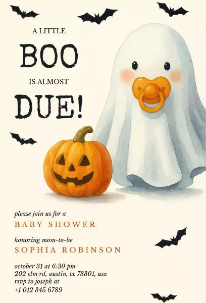 Spooky Halloween Baby Shower Celebration Invitation Template