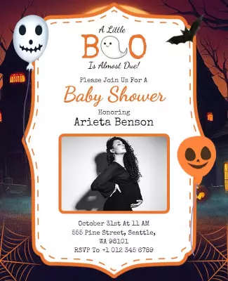 Spooky Halloween Baby Shower Invitation Poster Template