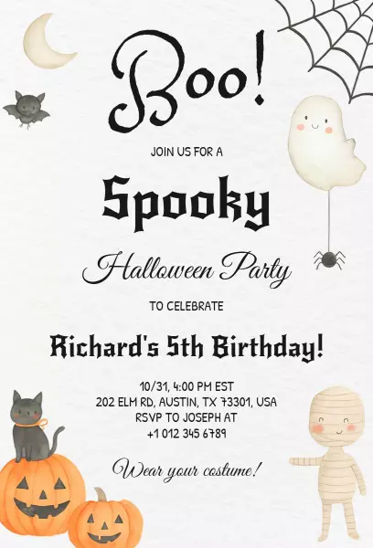 Spooky Halloween Birthday Celebration Invitation Template