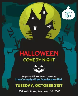 Spooky Halloween Comedy Night Event Poster Template