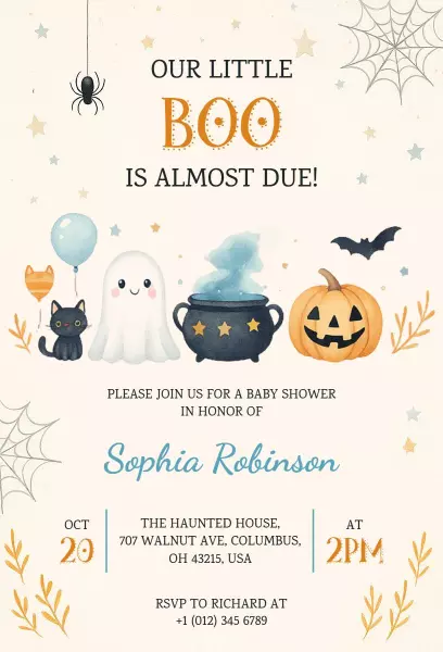 Spooky Halloween Costume Baby Shower Celebration Invitation Template