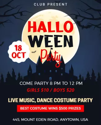 Spooky Halloween Costume Dance Party Poster Template