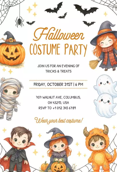 Spooky Halloween Costume Party Festivities Invitation Template