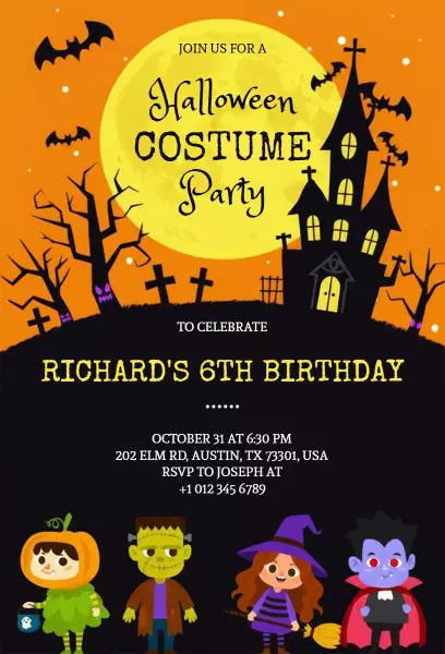 Spooky Halloween Costume Party Fun Invitation Template