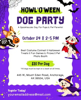 Spooky Halloween Dog Costume Party Flyer Template