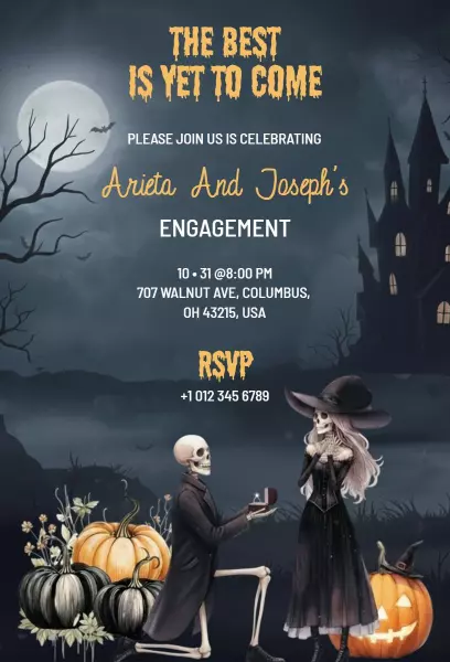Spooky Halloween Engagement Celebration Invitation Template
