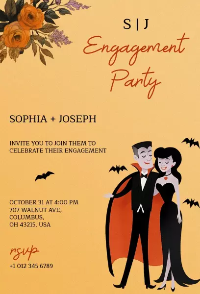 Spooky Halloween Engagement Party Celebration Invitation Template